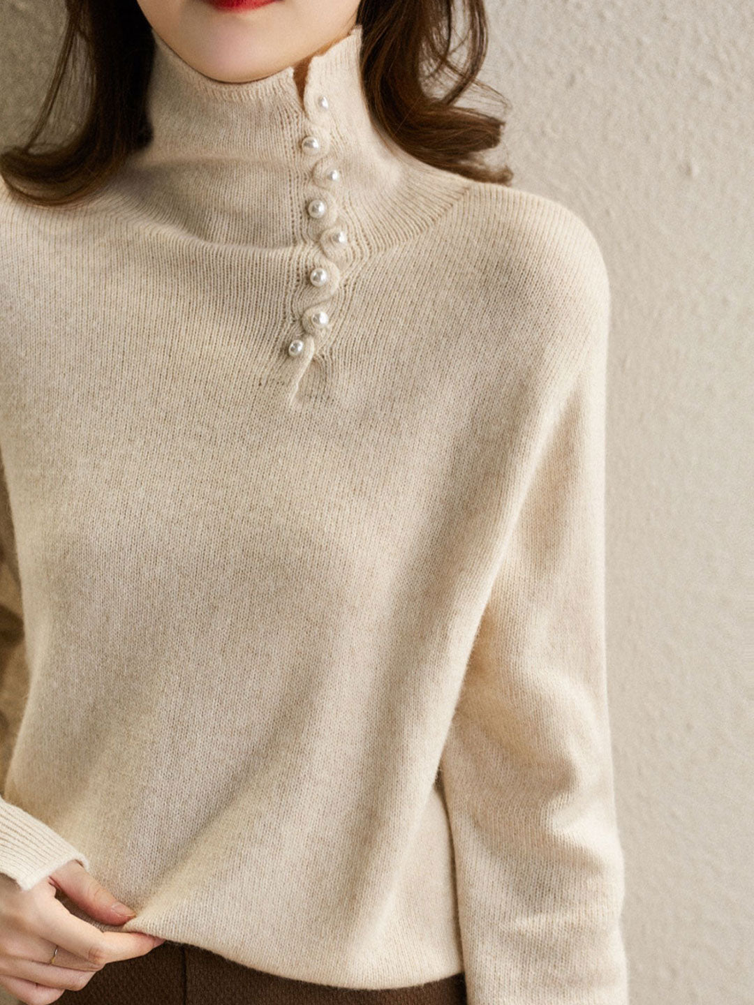 STELLA |  Vintage Buttoned Turtleneck Knitted Sweater