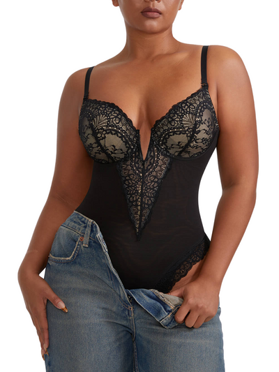 V-Neck Laced Bodysuit