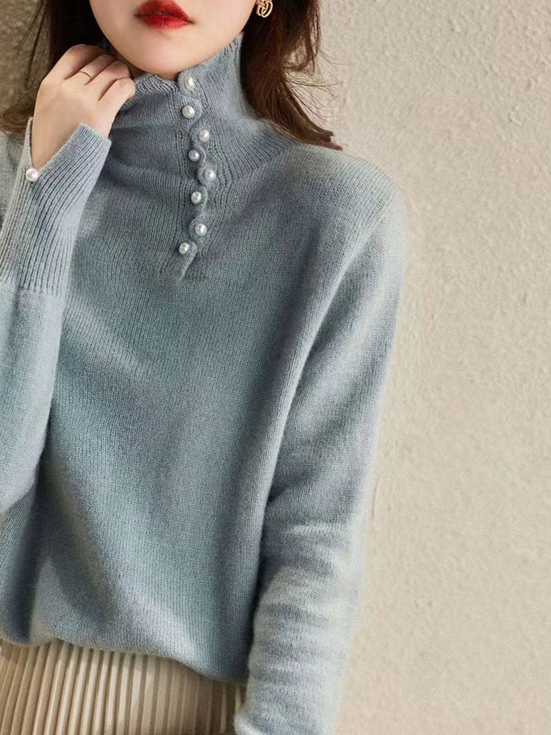 STELLA |  Vintage Buttoned Turtleneck Knitted Sweater