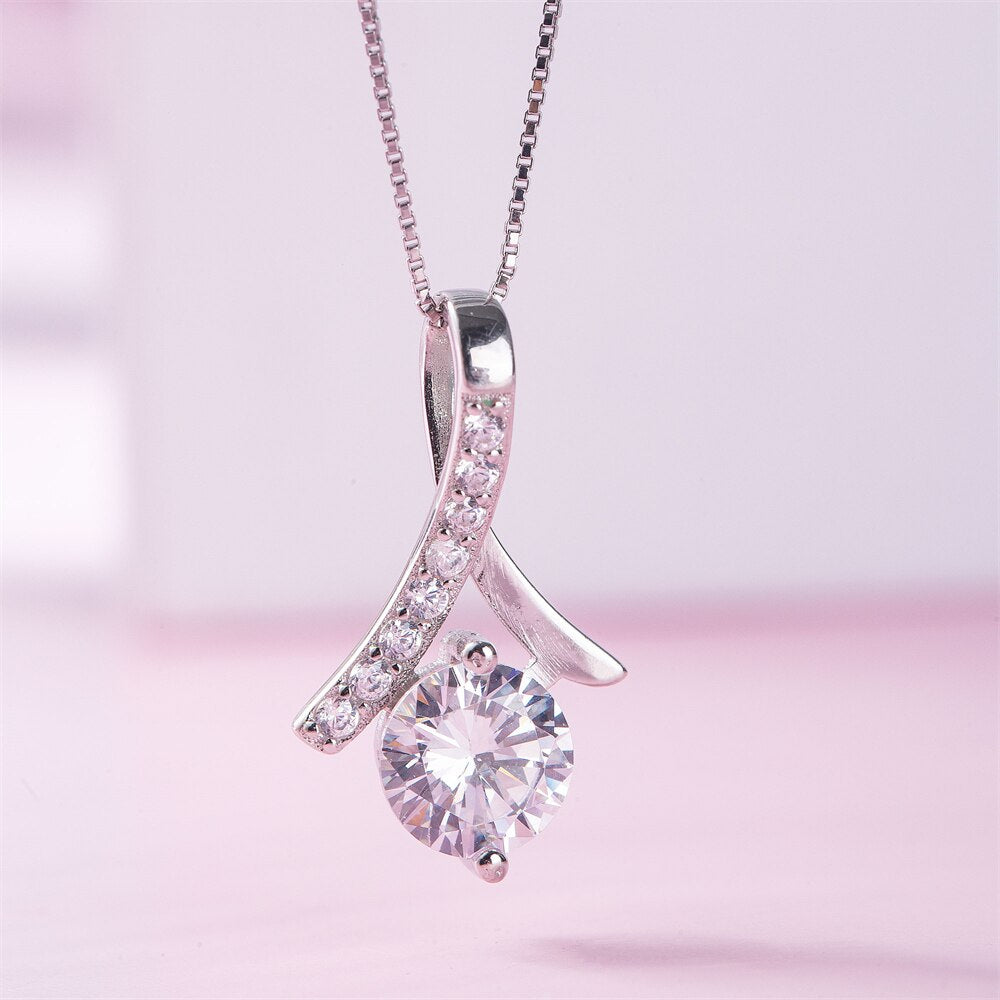 To My Loving Mom 14K Solid White Gold Necklace