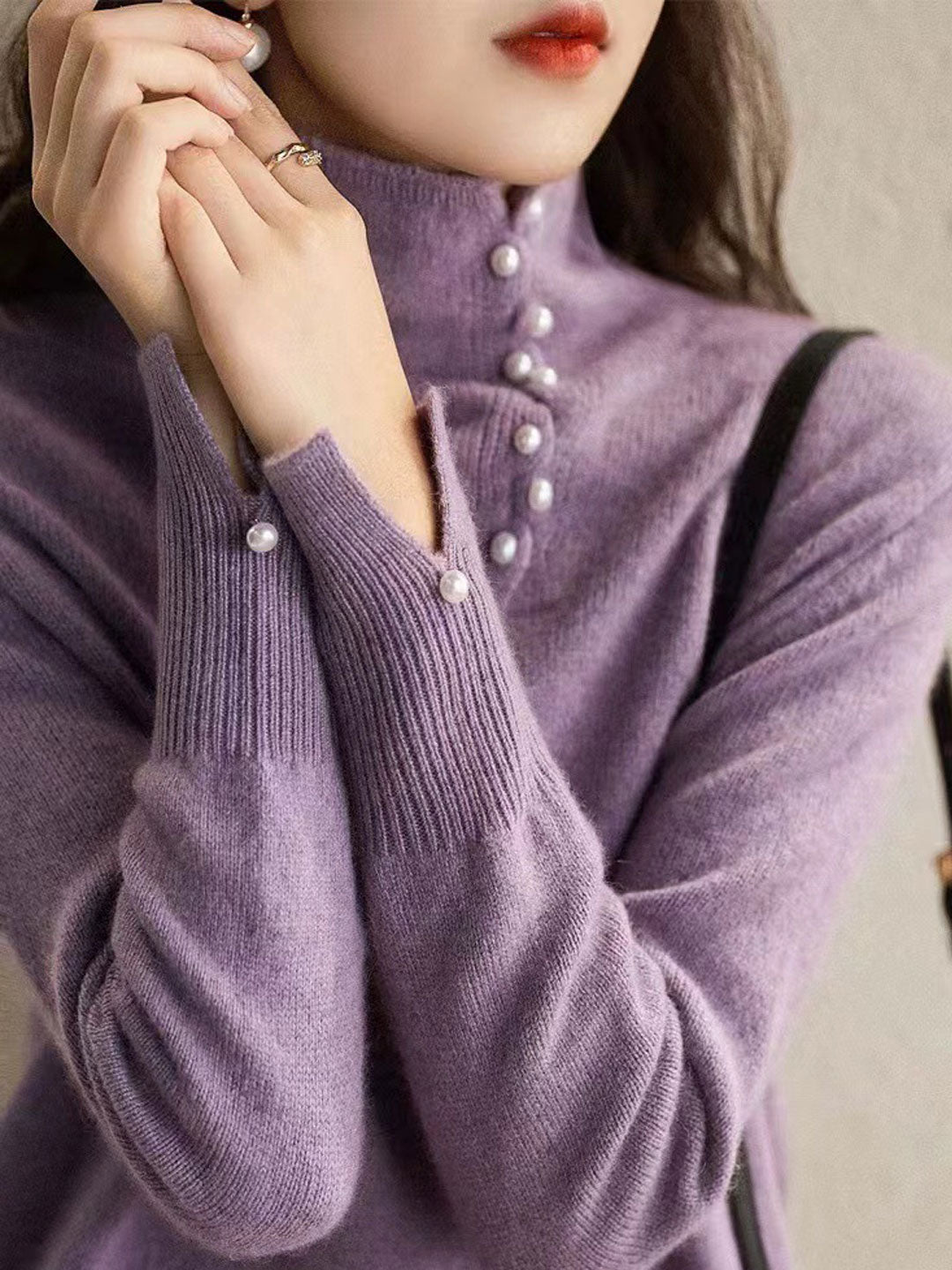 STELLA |  Vintage Buttoned Turtleneck Knitted Sweater