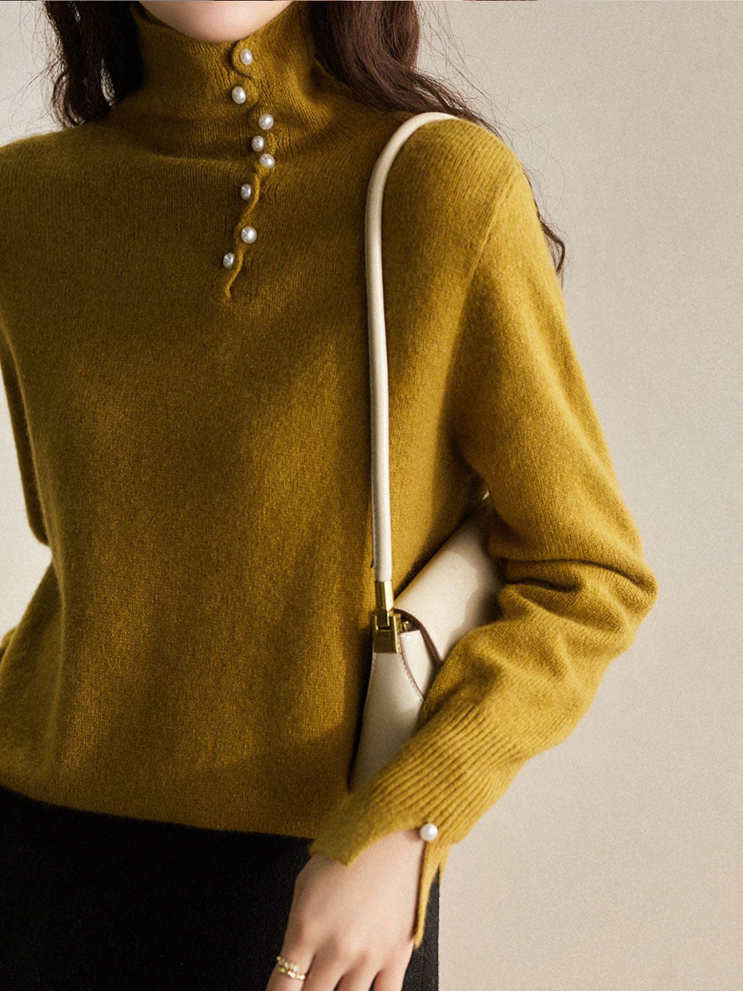 STELLA |  Vintage Buttoned Turtleneck Knitted Sweater