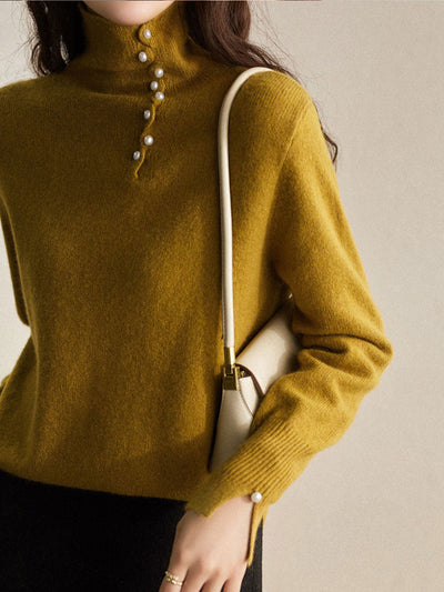 STELLA |  Vintage Buttoned Turtleneck Knitted Sweater