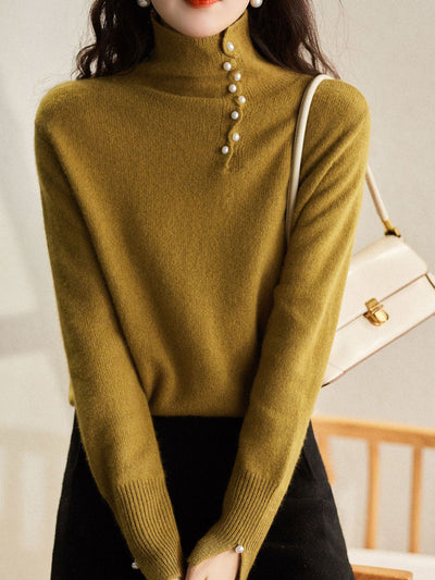 STELLA |  Vintage Buttoned Turtleneck Knitted Sweater