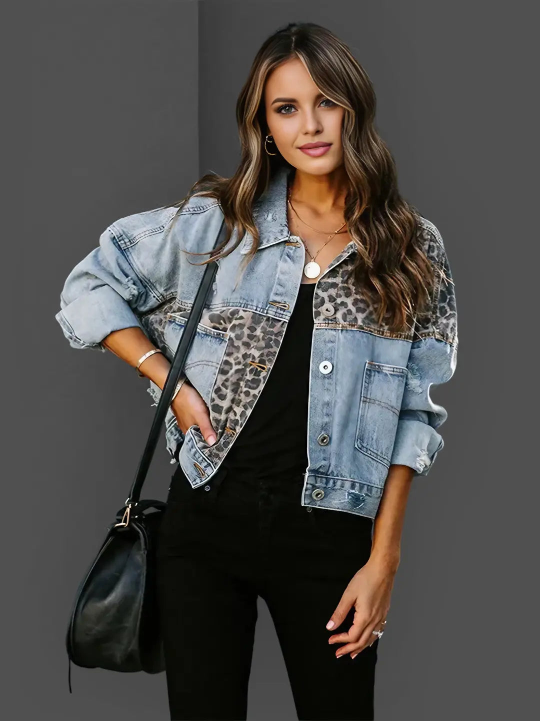 TERESA | Leopard Print Denim Jacket