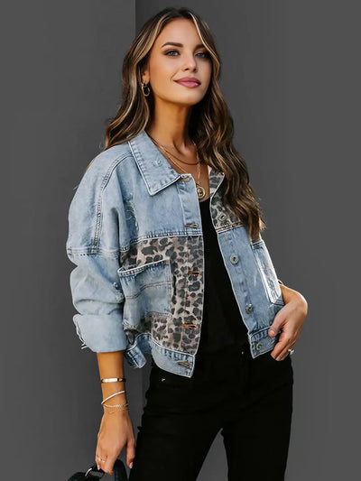 TERESA | Leopard Print Denim Jacket