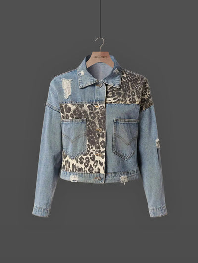 TERESA | Leopard Print Denim Jacket