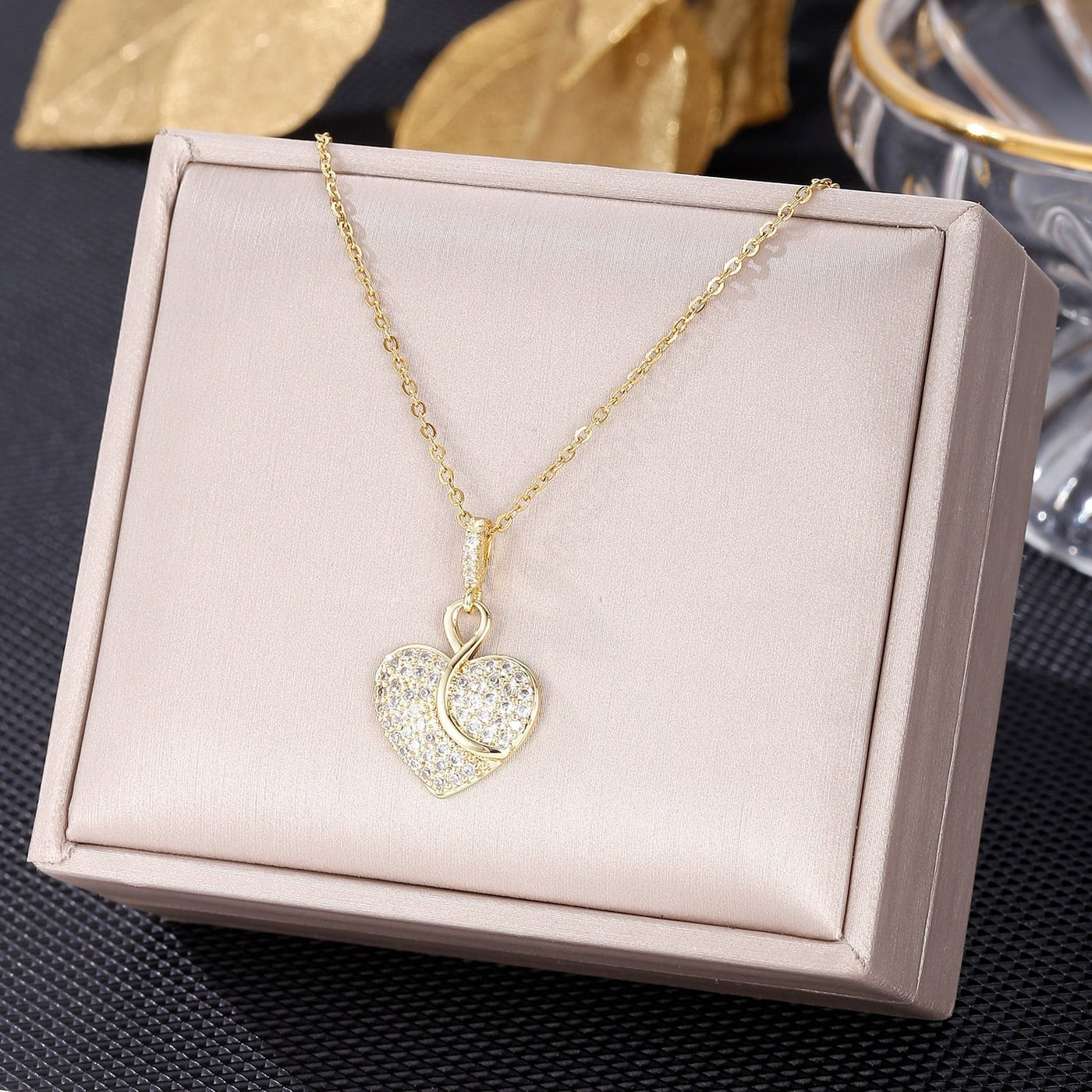 Crystal Heart Charm Necklace