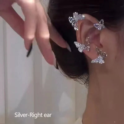 Exquisite Sparkling Zircon Leaves Ear Cuff Stud Earring for Women Silver Color Cubic Zirconia Earrings Party Jewelry