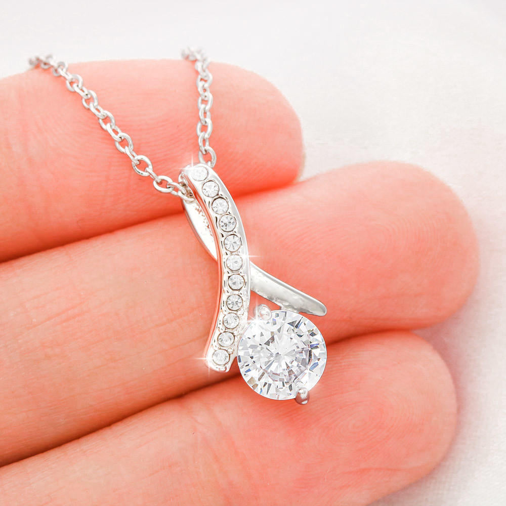 To My Loving Mom 14K Solid White Gold Necklace